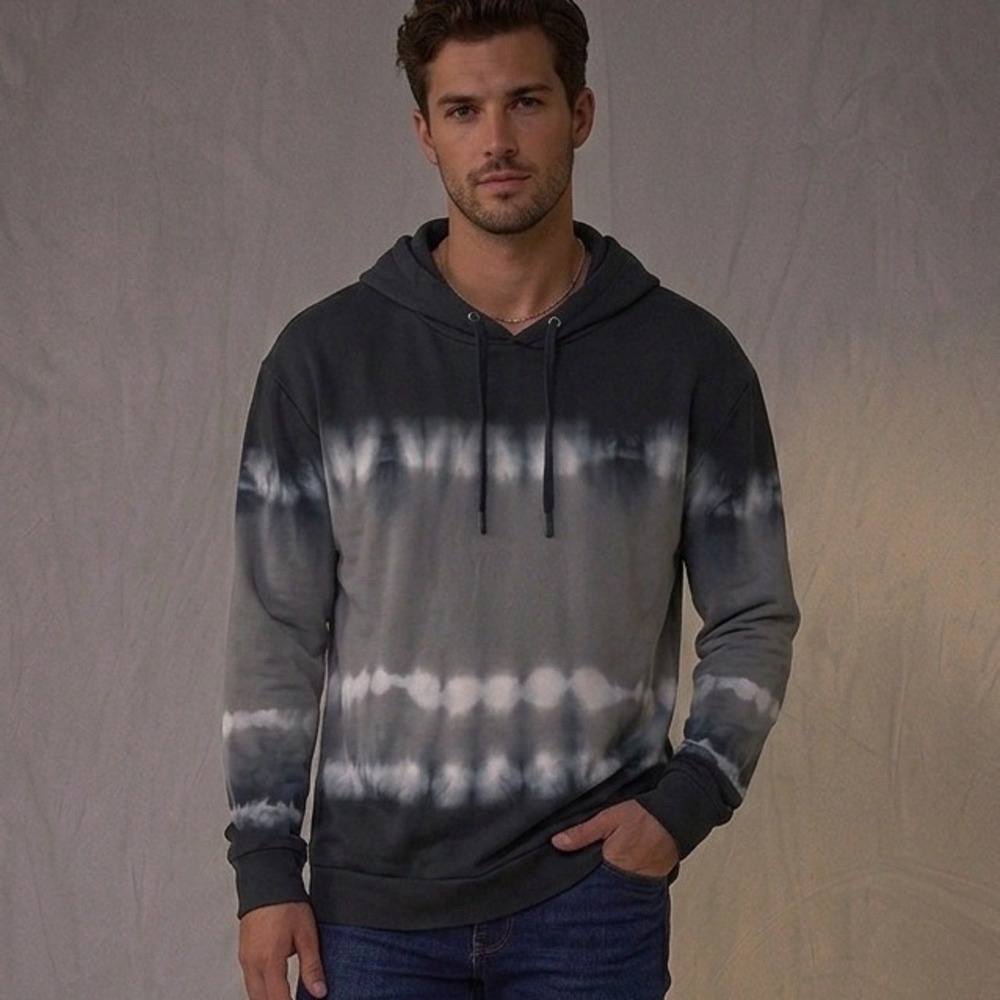 Civil Society Mens Black Grey Tie Dye Hoodie Sweatshirt Size M Streetwear Casuel